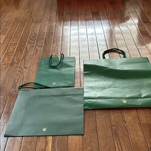 Rolex Green Shopping Bags with Gold Logo